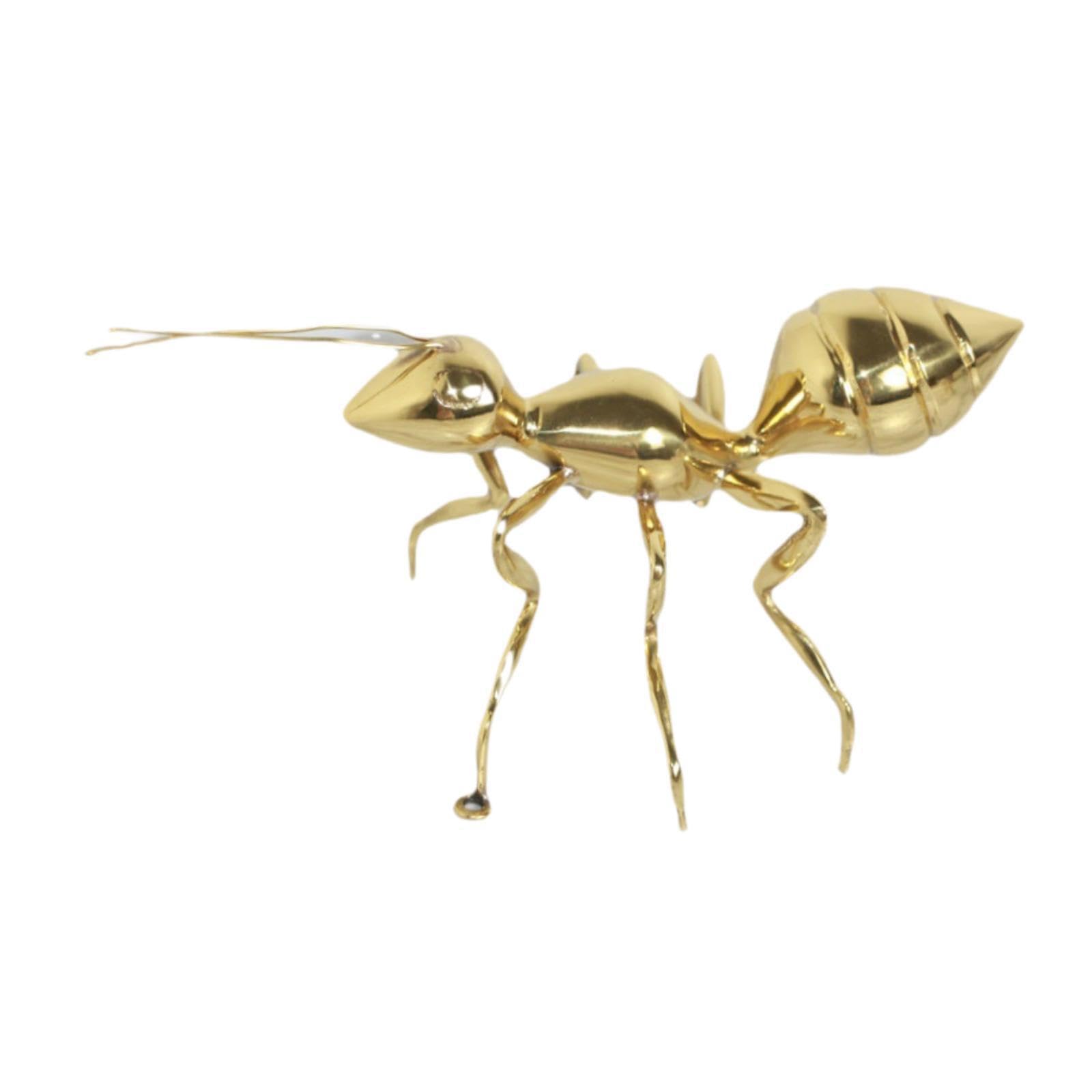 PIXZCSA Lifelike Gold Ants Figurine Animal Sculpture Modern Metal Ants Statue Smooth Lines Festive Atmosphere Farmhouse for Creative