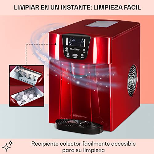 Klarstein Maquina de Hielo para Casa 2L, Ice Maker Encimera 12 kg, Maquina para Hacer Cubitos de Hielo Grandes para Casa con Panel Táctil y Sistema Auto Limpieza, Función Extra Rápida - imagen 5