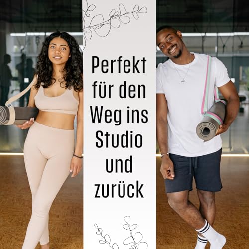 TECEUM Premium Yogamatte Tragegurt – Extra Weich & Dick aus Baumwolle – Hautfreundlich & Rutschfest – Verstellbarer Mattenhalter Yoga Mat Strap für Alle Matten – Schwarz [Matte nicht enthalten]