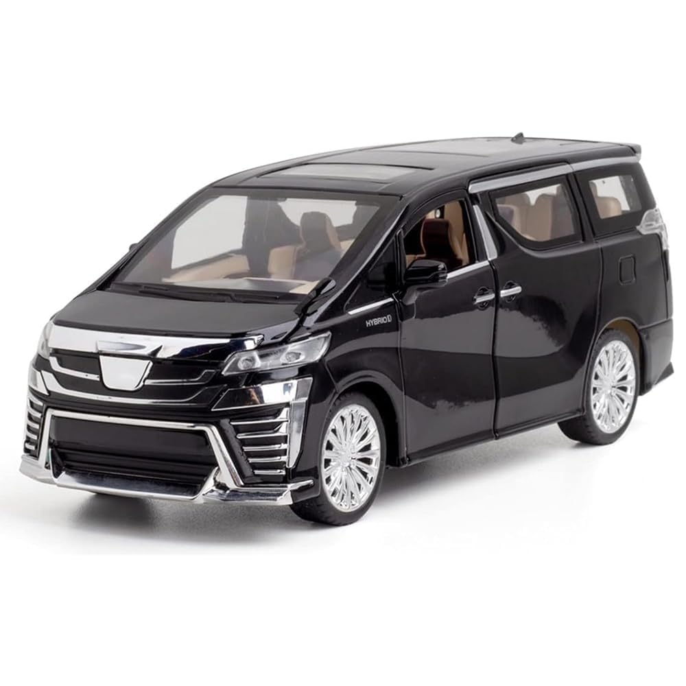 Toyota Vellfire Diecast Model Car 1:32 Scale Alloy Toy Car with Sound & Light Openable Doors Pull Back Action Luxury MPV Toy Car for Kids Boys Collectible Gift Black Mini Van Model-image-14