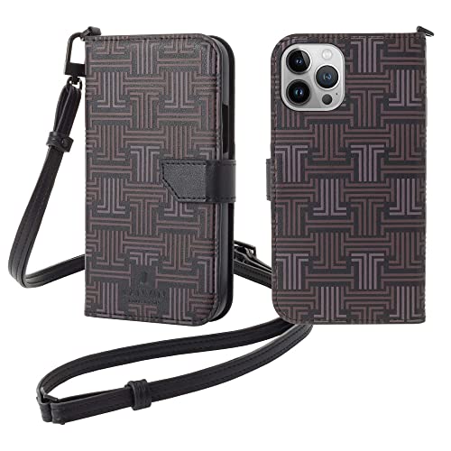 LANVIN COLLECTION FOLIO CASE SIGNATURE WITH NECK STRAP 手帳型ケース iPhone13Promax 用[ Black ]