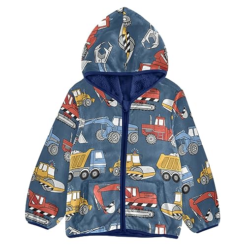 Image of Aflyko Boys Fleece Coat Blue Zip-Up Hoodie Girls Outerwear Kids Hooded Jacket