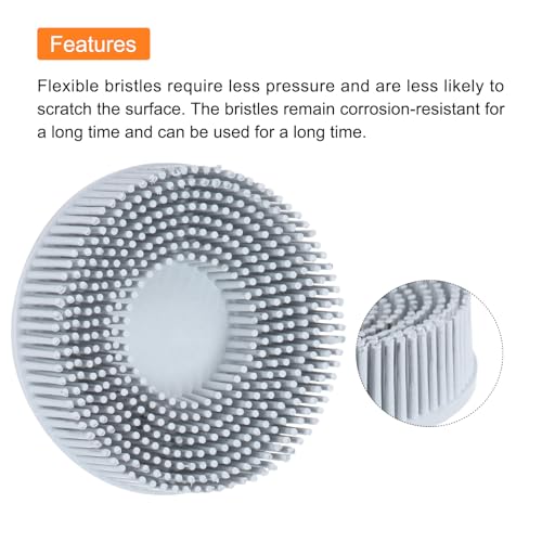 Image of HARFINGTON 2pcs Bristle Disc 3 inch 120 Grit Abrasive Brush Deburring Electric Disc Brush with Quick Change Lock Abrasive Coating Removal Disc for Metal, White