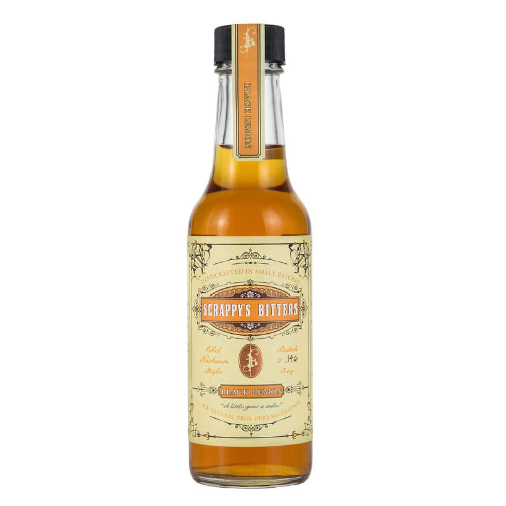 Scrappy's Bitters - Black Lemon, 5 oz - Organic Ingredients, Finest Herbs & Zests, No Extracts, Artificial Flavors, Chemicals or Dyes. Made in the USA!