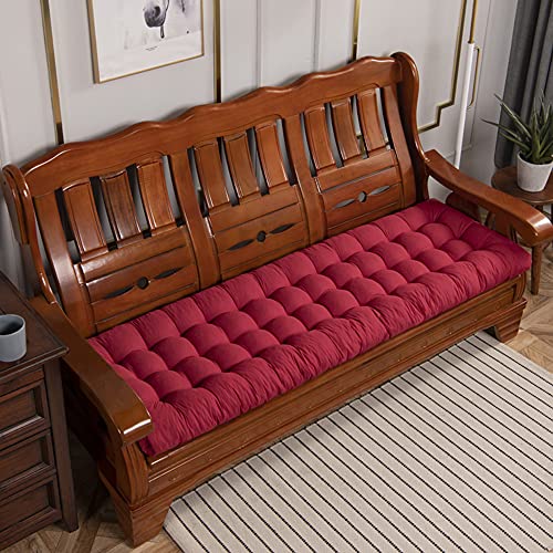 Coussins de banc de jardin 52x150cm rouge moelleux grand confort avec attaches