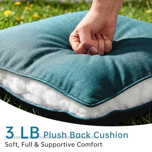 Image of Luxury 6 inch Thick Outdoor Cushion Set 9 - 22x24 Patio Furniture Cushions with 28D High-Density Foam, Water-Resistant & Fade-Resistant Fabric, Removable Covers for Patio Furniture Sofa - Peacock Blue