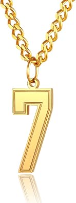 ChainsPro Men 0-9/99/23/100 Jersey Number Necklace, Baseball/Basketball/Football Team Number Pendant Chain Jewelry, 316L Stainless Steel/Gold Plated/Black-Include Engraved