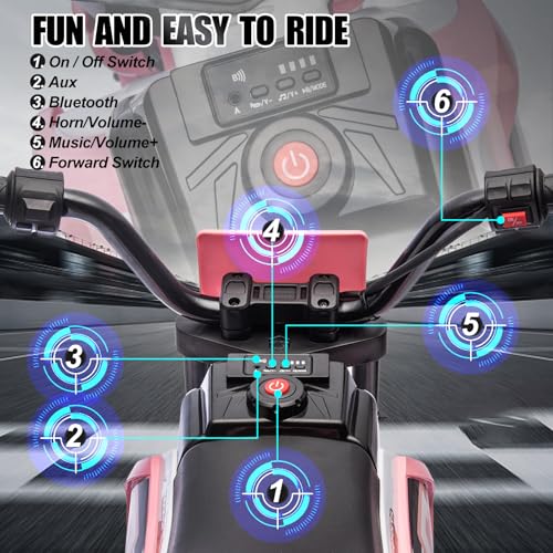Image of JOYLDIAS Kids Motorcycle, 12V7A Battery-Powered Ride On Motorcycle for Kids