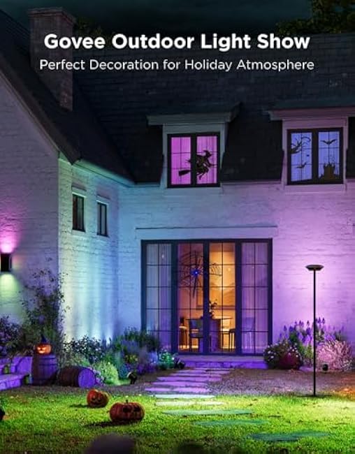 Govee Outdoor Lamp Post Lights, 2000LM High White Brightness with 6 Zones RGBIC Lighting Effect for Outdoor Decor, Double Sensor Integrated, IP66 Waterproof, Work with Alexa, Google Assistant, Matter