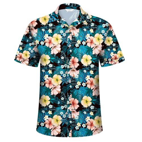 Image of Hawaiian Shirt for Men Tropical Shirts Summer Beach Button Down Short Sleeve Luau Aloha Floral Cruise Vacation Outfit 2026