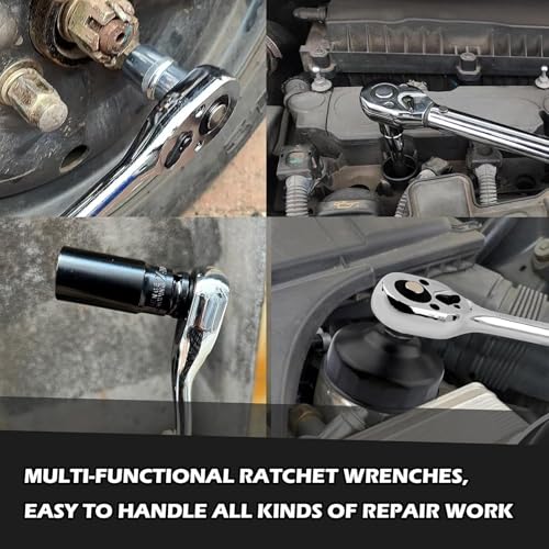 Image of Salior 10 Inch Dual Direction 1 /2 Ratchet,Multi-Purpose Socket Wrench Ratchet Wrench for Filter,Spark Plug,Lug Nut Socket,Universal Quick-Release Ratcheting Wrenches Car Accessories