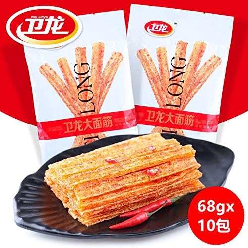 Chinese Food Snack Weilong Latiao Hot Gluten 卫龙大面筋 辣条 零食 麻辣辣片 小吃 68g10袋/Bags