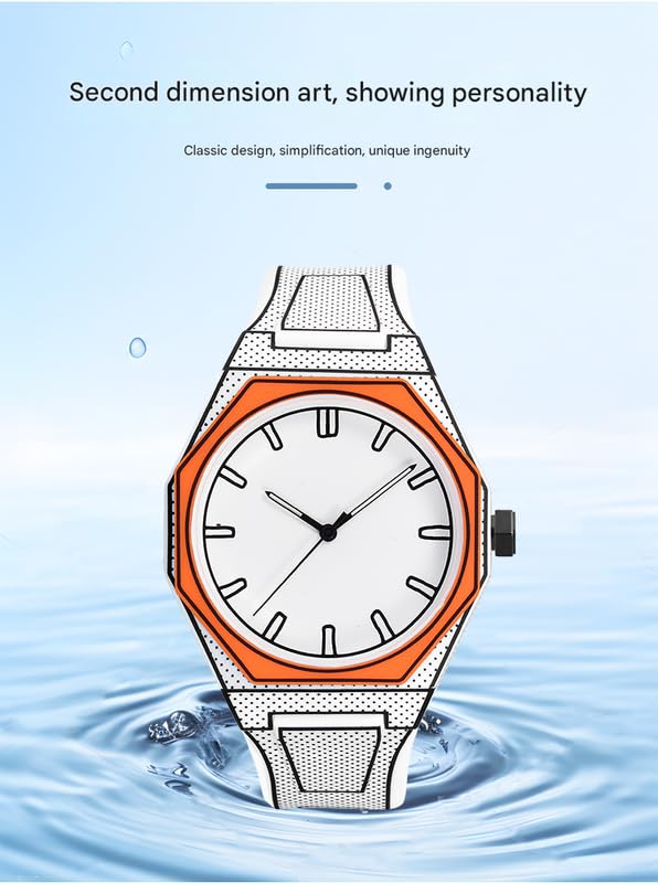 Image of 2D Sketch Watch for Men and Women Simple Analog Casual Wrist Watch with Unique Dial Design