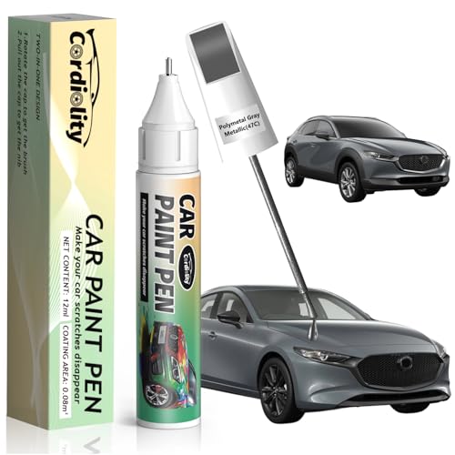 Image of 47C Polymetal Gray Metallic Touch Up Paint for Mazda, Color Accurate Car Paint Scratch Repair Pen, Quick & Easy Fix Automotive Chips and Nicks