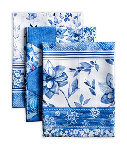 Maison d Hermine Dish Towels 100 Cotton Kitchen Towels Absorbent Dishcloth for Home Kitchen Dining Cocktail Parties Camping Summer Blues SpringSummer Set of 3