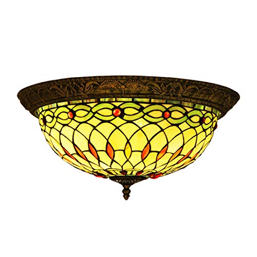 Plafonnier style Tiffany en vitrail artisanat d'art rétro 40cm