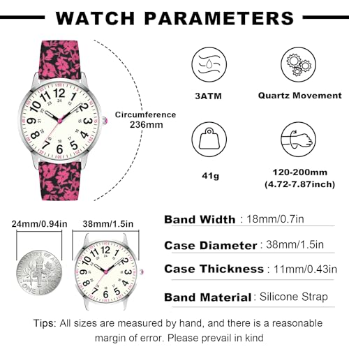 Image of Asan Ge Women's Silicone Watch, Large Dial Fashionable Waterproof Wrist Watch, Easy to Read, Multiple Colors Available, Suitable for Casual Outdoor Activities Quartz Watch