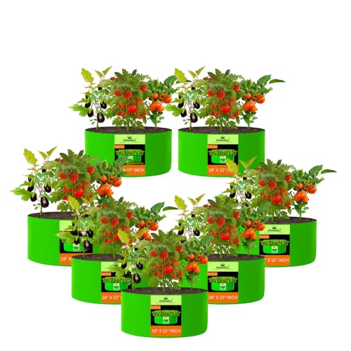 Image of Kingwell Grow Bag For Terrace Garden Leafy Vegetable Plant Grow Bags Fruits Growing Containers For terrece Gardening (18 X 12 INCH, PACK OF 7)