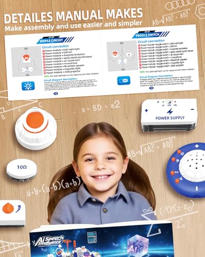 Image of Science STEM Kits for Kids, Electronics Exploration Kit, 41 Pcs DIY Circuit Parts, Over 700 Projects, STEM Educational Toy Gifts for Kids Boys Girls Ages 3 4 5 6 7 8 9 10 11 12, Color Project Manual