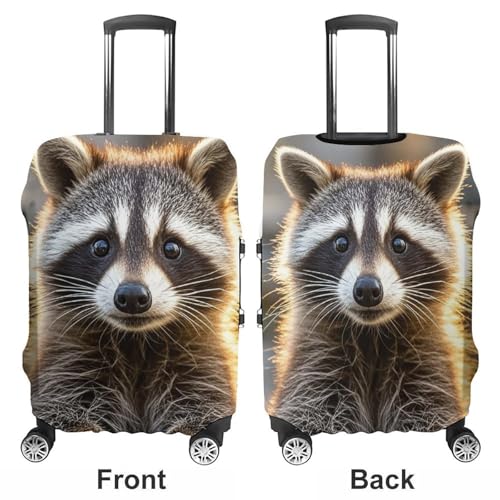 Anti-Scratch Luggage Cover Cute Raccoon Printed Luggage Case Protector Washable Suitcase Covers Elastic Suitcase Protector for Size XL (30-32 inches) Luggage3