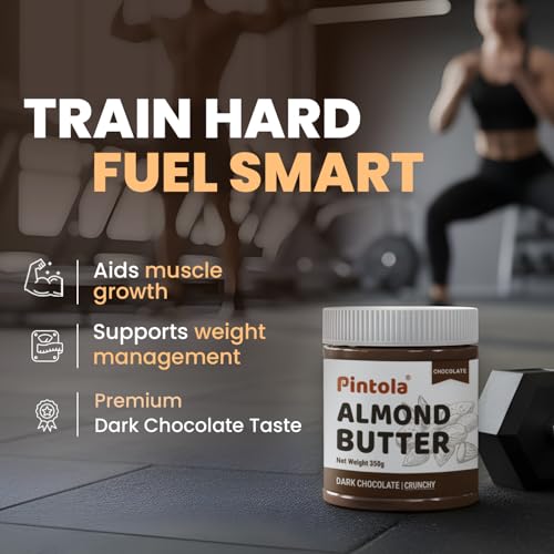 Image of Pintola Almond Choco Spread Crunchy 200g | High Protein & fiber | Gluten & cholesterol free | Crispy | Rich in vitamins & anti-oxidants | Made with dark chocolate (Pack of 2)