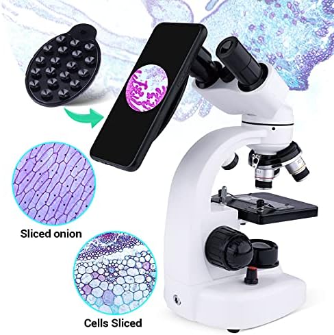 USCAMEL 40X-1000X Magnification LED Binocular Compound Microscope,Professional Compound Microscope with Wide-Field 10X 25X Eyepieces,Microscope Slides,Phone Adapters,Cleaning Paper