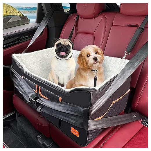 Cosibell Dog Car Seat - Double-Sided Pet Car Seat with Adjustable Safety Strap - Waterproof Dog Car Booster Seats for Small and Medium Dogs - Portable Dog Travel Accessories(Large)
