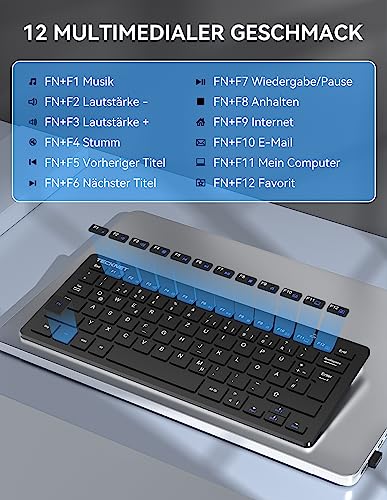 Tecknet Slim Wireless Tastatur mit deutschem Layout