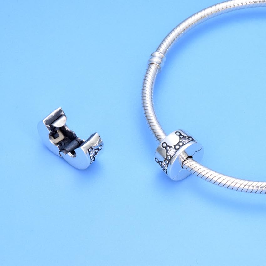 Abalorio de plata de ley 925 corona real charm compatible con pulsera de plata 6
