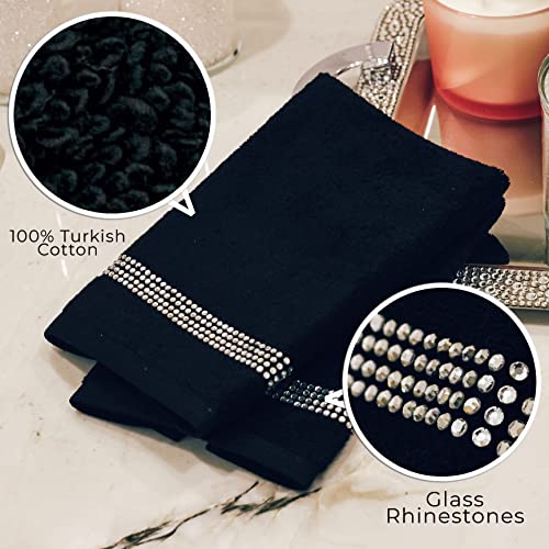 Sparkles Home Set Of 3 Piece Rhinestone Towel Set With X Design - Soft, Premium Quality Absorbent Towels For Bathroom, White #TOP4