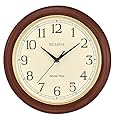 Bulova Wooden Atomic Analog Wall Clock, C5004 Atomic Time 2, Sets Automatically, Quartz Battery