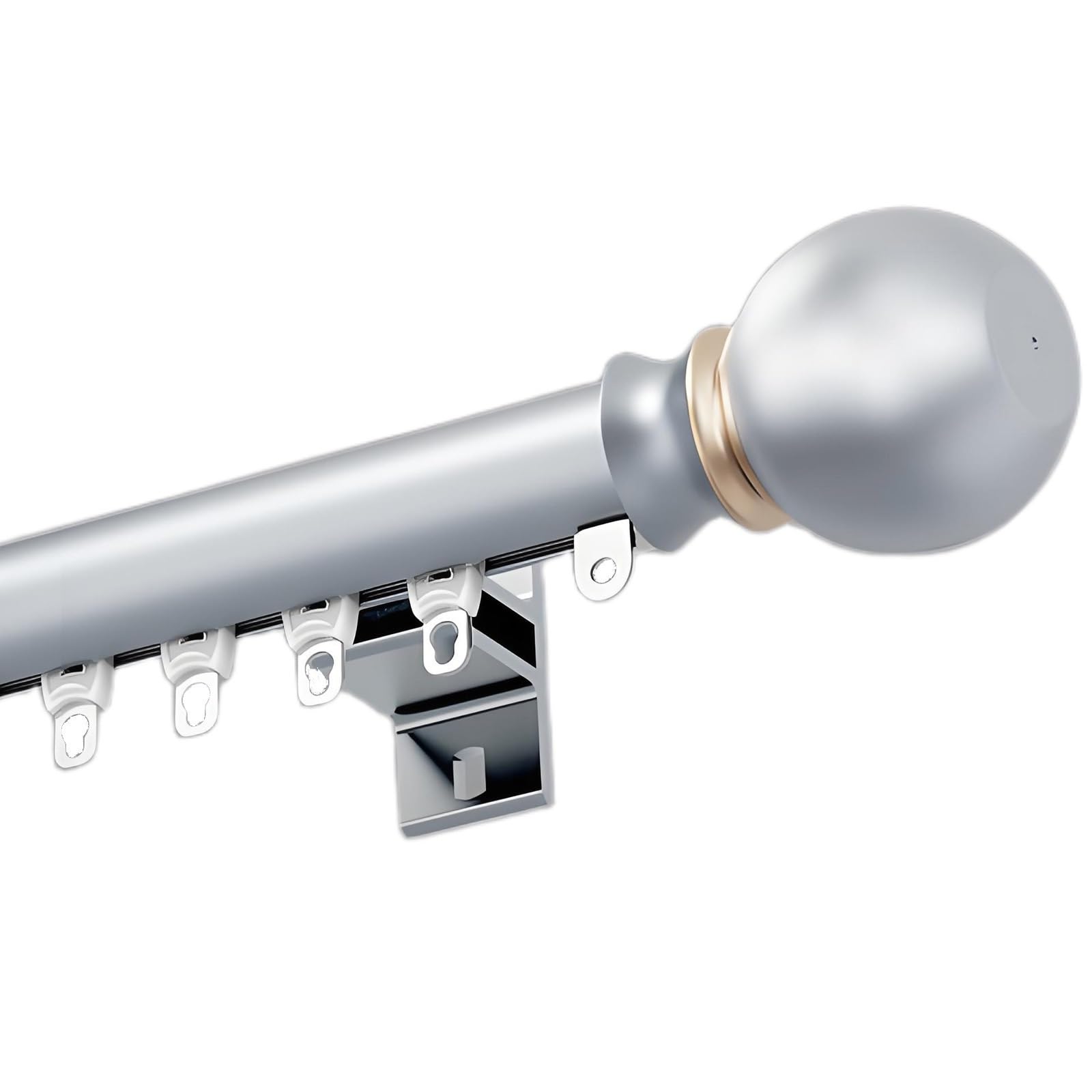 Schiebegardinenstange doppelläufig für Vorhänge, 220 cm (2 x 110 cm), ideal für Büro und Wohnzimmer, Grau, einfache Installation und modernes Design