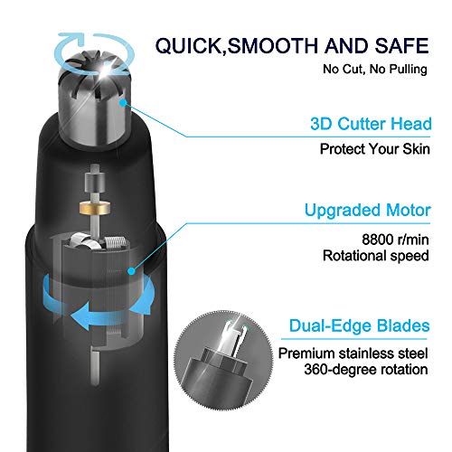Kordain Ear And Nose Hair Trimmer Clipper, Professional Painless Eyebrow Hair Trimmer For Men Women, Electric Waterproof Facial Hair Remover Epilator Shaver With Dual Edge Blades For Easy Cleansing #TOP4