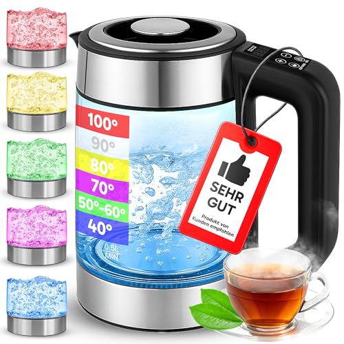 Retoo Elektrischer Glas Wasserkocher 1,7L, 2200W Schnellkochfunktion, Temperaturwahl 40–100°C, LED-Beleuchtung, Warmhaltefunktion, BPA-frei, 360°-Basis, Sicher & Leise Retoo Elektrischer Glas Wasserkocher 1,7L, 2200W Schnellkochfunktion, Temperaturwahl 40–100°C, LED-Beleuchtung, Warmhaltefunktion, BPA-frei, 360°-Basis, Sicher & Leise