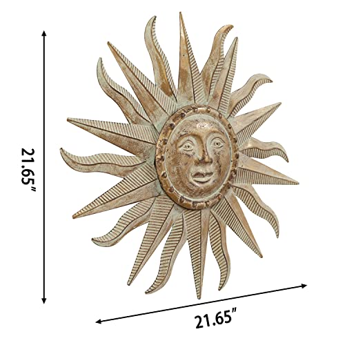 Tickcacy Metal Sun Wall Art Decor, 3D Sun Wall Decor Sculpture, Rust Proof Sun Wall Art Decoration Hanging For Outdoor Indoor Garden Farmhouse Yard Patio Living Room Bedroom(21.65 Inch) #TOP2