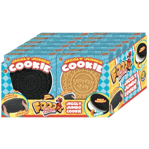 JA-RU Foooze Fusion Jiggly Jumbo Cookie Squishy Toy, 3 Chocolate & 1 Vanilla, 4 Pack