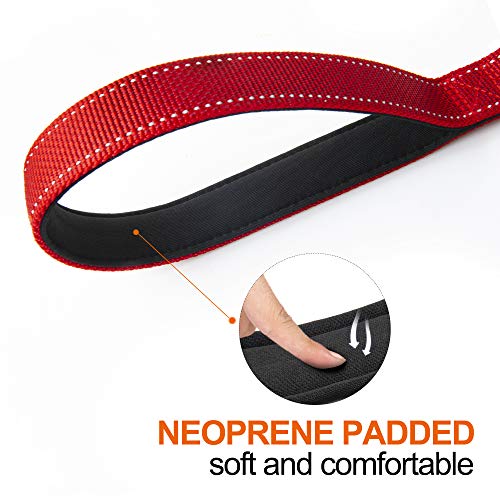 TwoEar 6FT 1IN Strong Red Dog Leash with 2 Padded Handles, Traffic Handle Extra Control, Comfortable Soft Dual Handle, Auto Lock Hook, Reflective Walking Lead for Small Medium and Large Dogs - Image 5