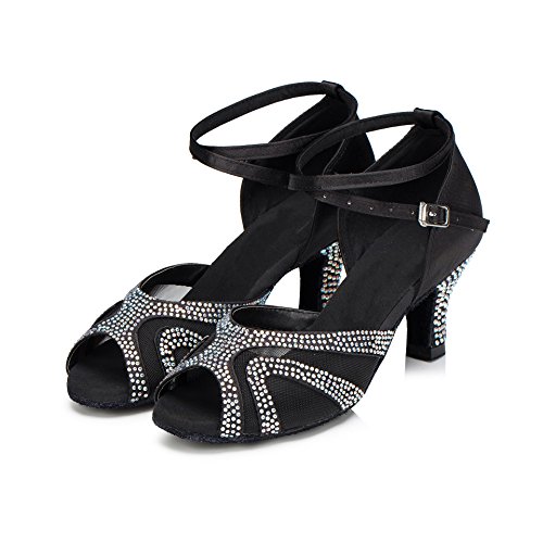 Image of TTdancewear Rhinestones Ballroom Dance Shoes Women Latin Salsa Bachata Performance Dance Shoes Suede Sole