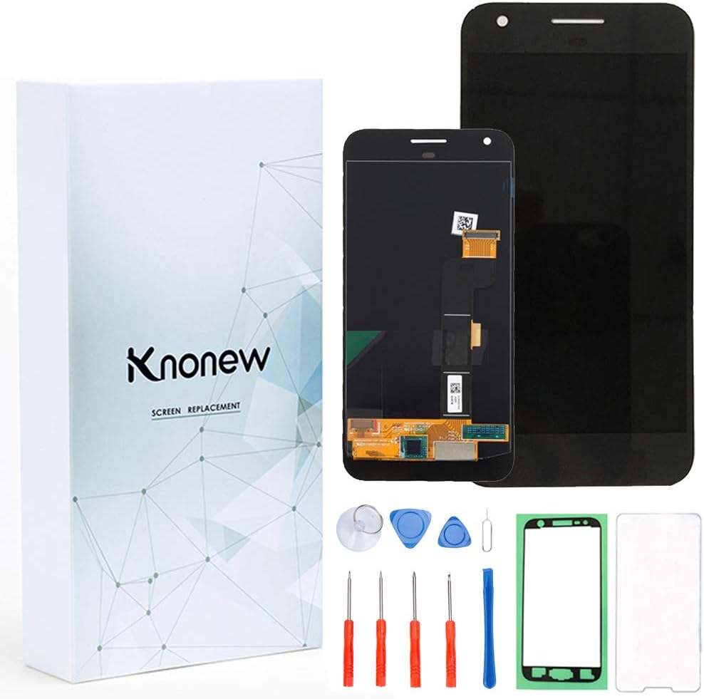 KNONEW Screen Replacement for Google Pixel XL Glass LCD Display Touch Digitizer Assembly + Tools（Black）