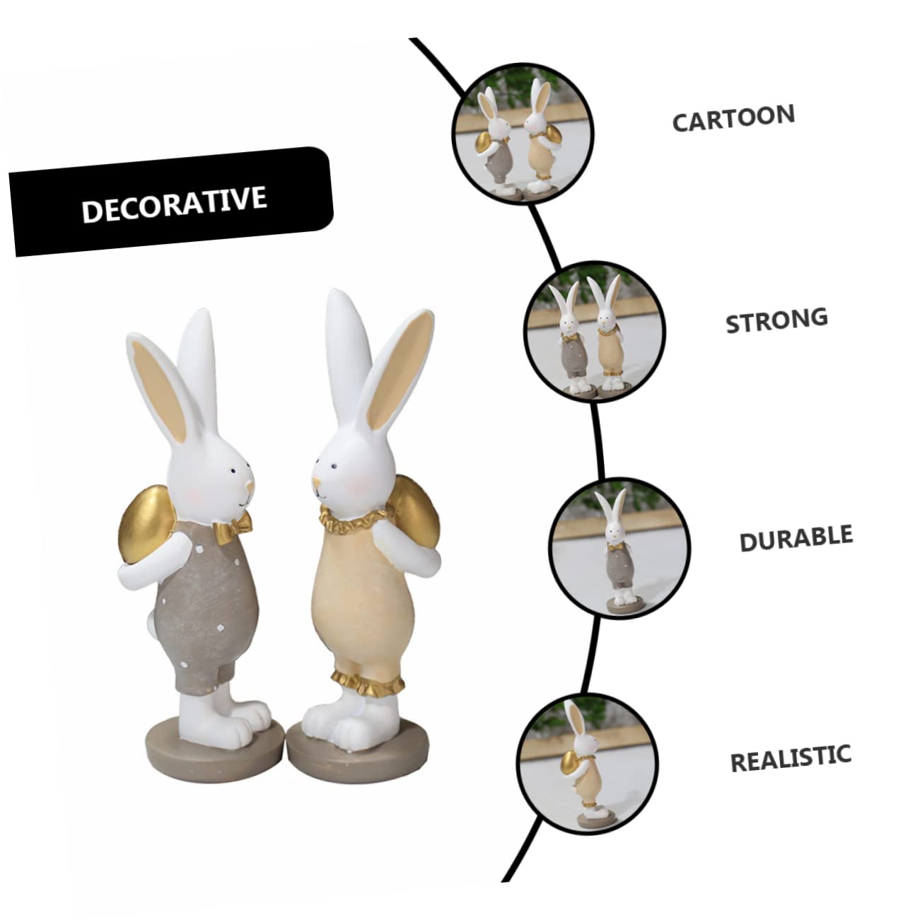Cabilock 2 Set Decorazione Pasquale Coniglietto Pulcino Divertente Roba Da Coniglio Figurina Coop Criceto Pulcini Gonks Giocattoli Forniture Per Conigli Gonfiabile Maiale Resina 2 Pezzi * 2