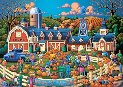 Buffalo Games - Eric Dowdle Harvest Festival - Rompecabezas de 300 piezas para adultos | Arte de Eric Dowdle, Hecho en EE.UU., Piezas fáciles de agarrar, Tablero reciclado, 21.25 x 15 in, Incluye póster, Arte para enmarcar, Ideal para regalo