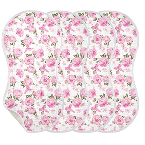 xigua Roses Muslin Baby Burp Cloths Set of 1, Super Soft & Absorbent Burping Rags, Cotton Burp Clothes Shower Gift for Newborn, Baby Girls and Boys3