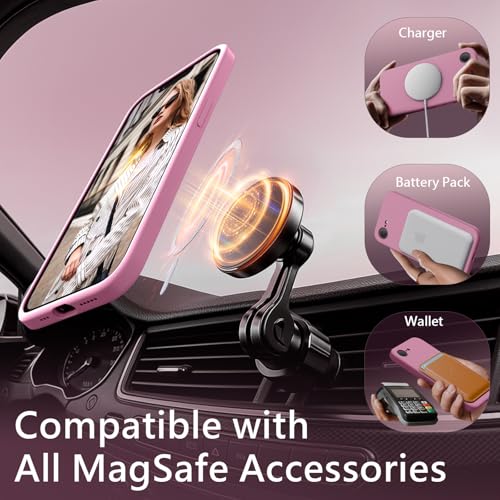 Image of FireNova Magnetic for iPhone 17e Case /iPhone 16e Case, Compatible with MagSafe, [Silicone Camera Protection] Microfiber Lining Phone Case, 6.1 inch, Lilac Purple