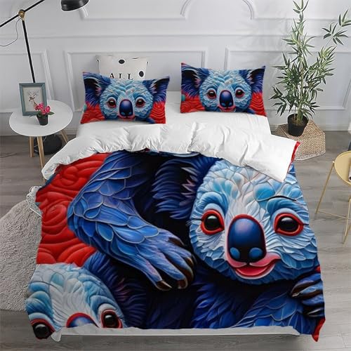 Housse de couette double 200x200cm microfibre imprimé animaux de la forêt - 6