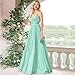 BluePlum Sexy Backless Maxi Formal Dress for Women, Wedding Guest Dresses with Embroidery Sequin, Cocktail Dresses with Sleeveless Pleated, Olive Green Evening Gowns for Party, Mint Green, Size L