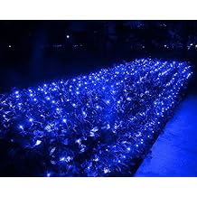 Joomer Christmas Net Lights - 12FT x 5FT 360 LED Plug-in Mesh Lights, Waterproof with 8 Modes, Timer, Connectable for Bushes, Trees, Garden, Outdoor Christmas Decor Green Wire, Blue