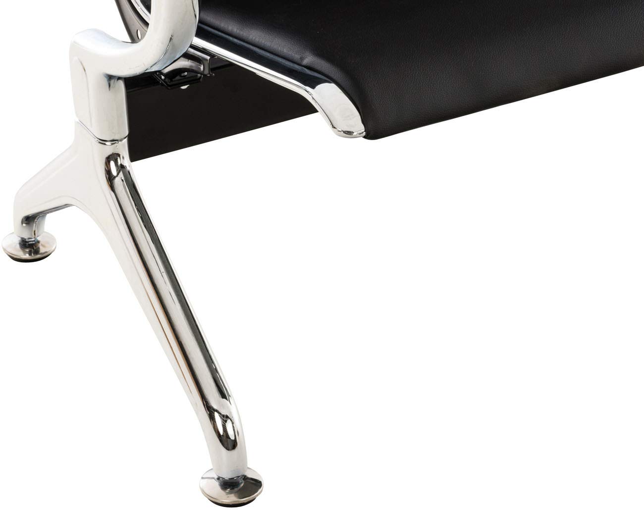 CLP Banc De Zone D'Attente Frankfurt Rembourré I Chaise sur Poutre en Similicuir Et Piètement Chromé I Accoudoirs, Couleur:Noir, Taille:2 Places