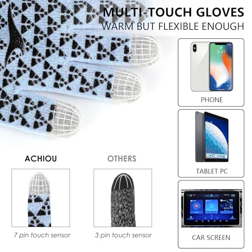 Image of Achiou Winter Gloves, Glove for Men Women, Upgraded Touch Screen Texting Warm Running with Thermal Soft Knit Lining