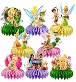 8Pcs Fairy For Tinkerbell Honeycomb Table Centerpiece,Cartoon Birthday Party Supplies Table Decorations for Party Decorations.