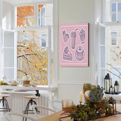 Cuadros en lienzo de postre y té, lámina decorativa que llena de alegría tu dormitorio rosa 4